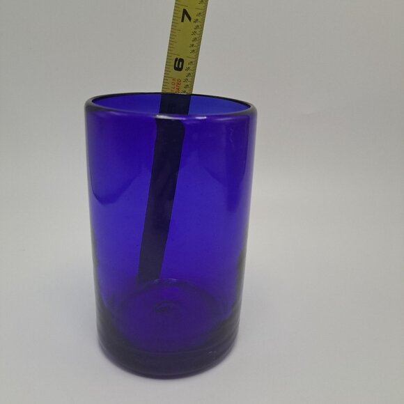 Hand Blown Mexican Cobalt Blue Tumblers Drinking Glasses - Picture 10 of 11